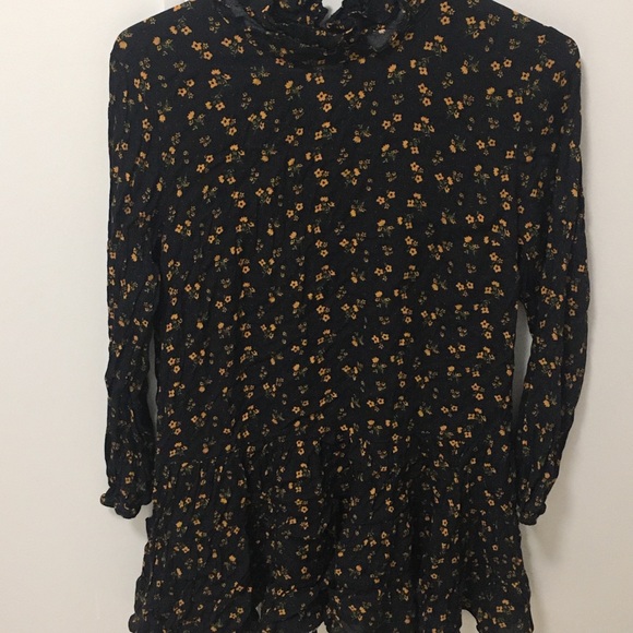Zara Flowy Flower Pattern Casual Dress Black/Orange Dainty Women’s Size Small - Picture 4 of 4